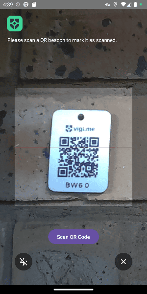 Vigil Mobile QR Scan Screen